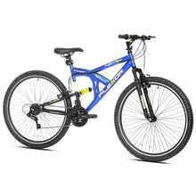 Load image into Gallery viewer, Kent 29" Flexor Mens Dual Suspension Mountain Bike, Blue and Red