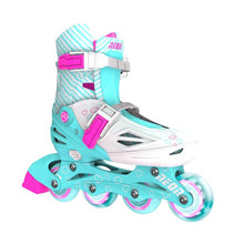 Load image into Gallery viewer, Neon Combo Skates 2-in-1 Teal/Pink Adjustable Inline and Quad Skates for Girls with Light-up Wheels Outdoor Blades Roller Skates (Size 12-2)