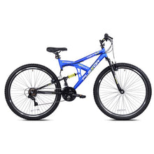 Load image into Gallery viewer, Kent 29" Flexor Mens Dual Suspension Mountain Bike, Blue and Red