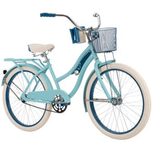 Load image into Gallery viewer, Huffy 24" Girls Nel Lusso Womens Classic Beach Cruiser Bike, Light Blue