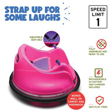Load image into Gallery viewer, Flybar 6 Volt Battery Powered Bumper Car Pink with LED Lights Battery and Charger Included
