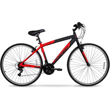 Load image into Gallery viewer, Hyper Bicycles 700c Mens SpinFit Hybrid Bike, Black and Red
