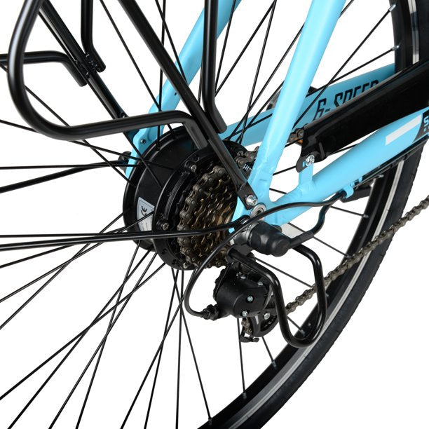 Hyper E-Ride Electric Bike, 36 Volt Battery, 700C Wheels, Blue – BicycleYAAD Hyper E-Ride Electric Bike, 36 Volt Battery, 700C Wheels, Blue – BicycleYAAD