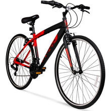 Load image into Gallery viewer, Hyper Bicycles 700c Mens SpinFit Hybrid Bike, Black and Red
