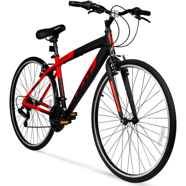 Hyper Bicycles 700c Mens SpinFit Hybrid Bike, Black and Red