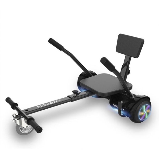 Hover-1 All-Star Hoverboard  Go-Kart Attachment Combo, Black with LED Multi-Color Wheel Board Lights, 65