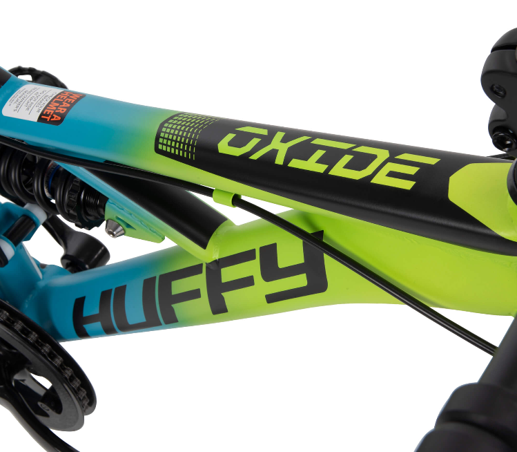 W8 Huffy 20 inch Oxide Boys Mountain Bike for Kids Lime Blue